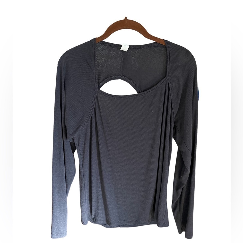 OLD NAVY ACTIVE WEAR BLACK RIBBED LING SLEEVE T-SHIRT SIZE PXL
